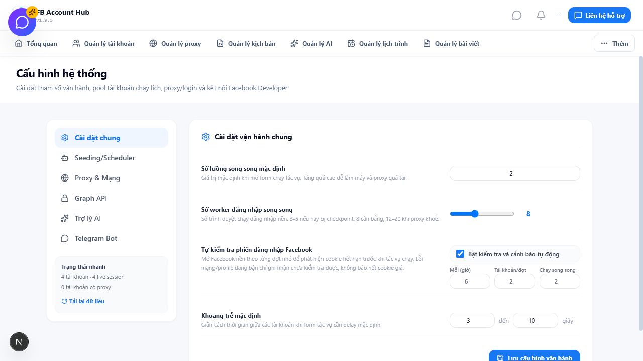 Cài đặt tự động hóa Facebook
